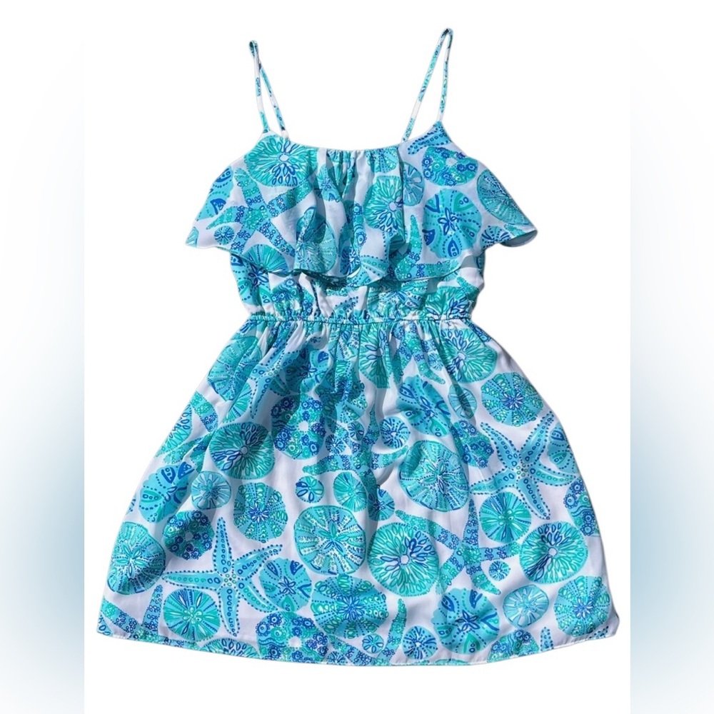 Lilly Pulitzer For You Flounce Dress Sea Urchin Starfish Sleeveless Blue LP S